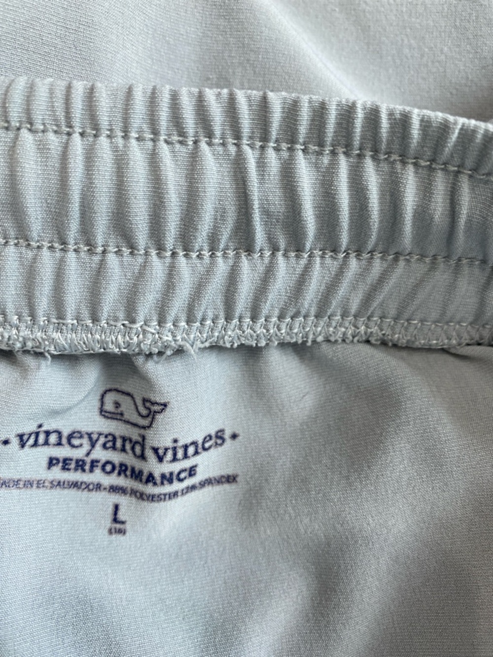 Vineyard Vines Light Gray Kids Shorts with Navy Drawstring - Picture 4 of 4